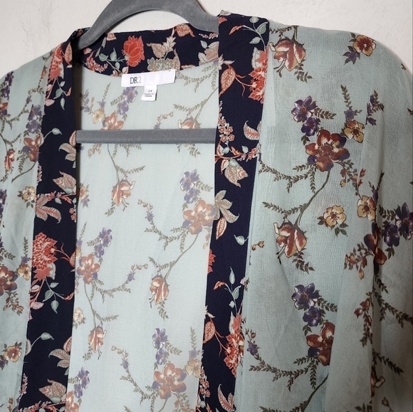 Daniel Rainn DR2 Tie Waist Chiffon Top Kimono Coverup Size 2X Floral - Picture 13 of 17